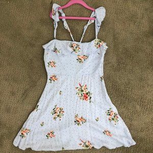 Blue Flowery Cut Out Summer Dress